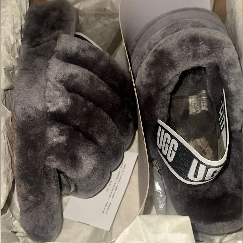UGG FLUFF YEAH SLIDE | CHARCOAL - Picture 3 of 5